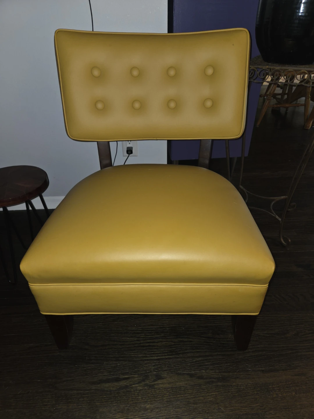 Yellow Leather Accent Chair