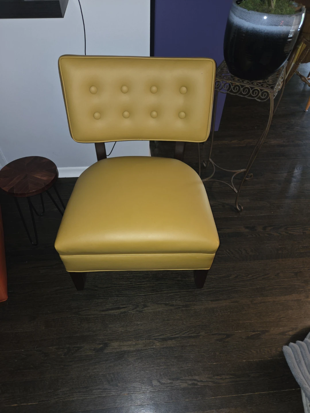 Yellow Leather Accent Chair - photo 2