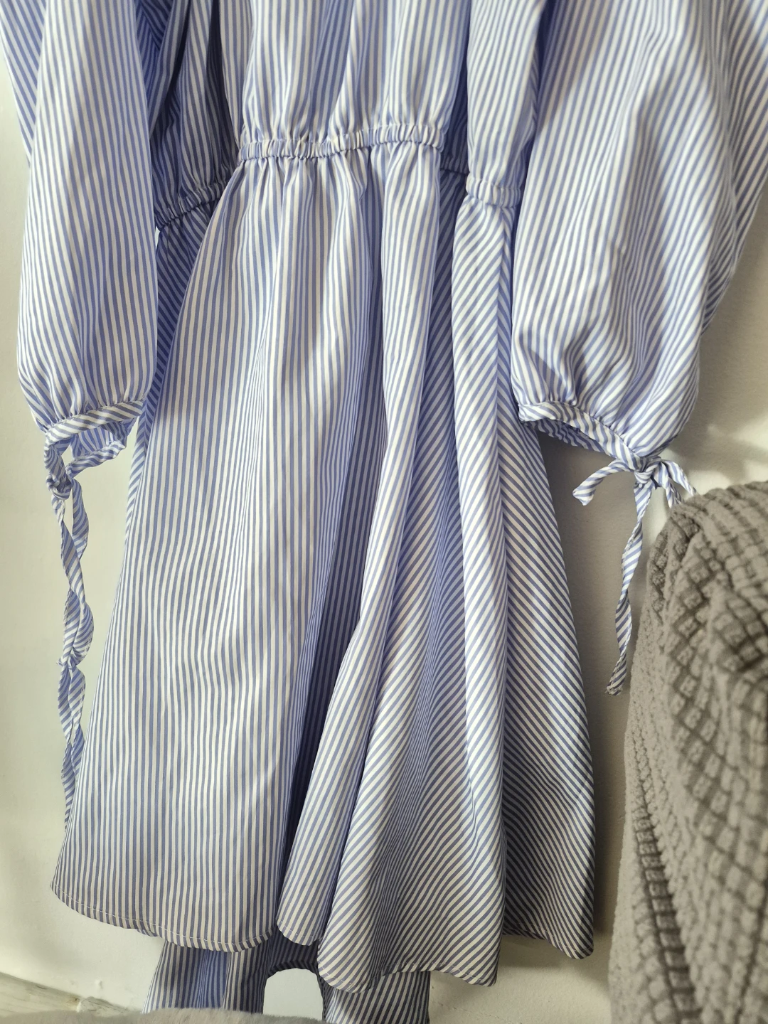 Blue and White Striped Cold Shoulder Dress - photo 3