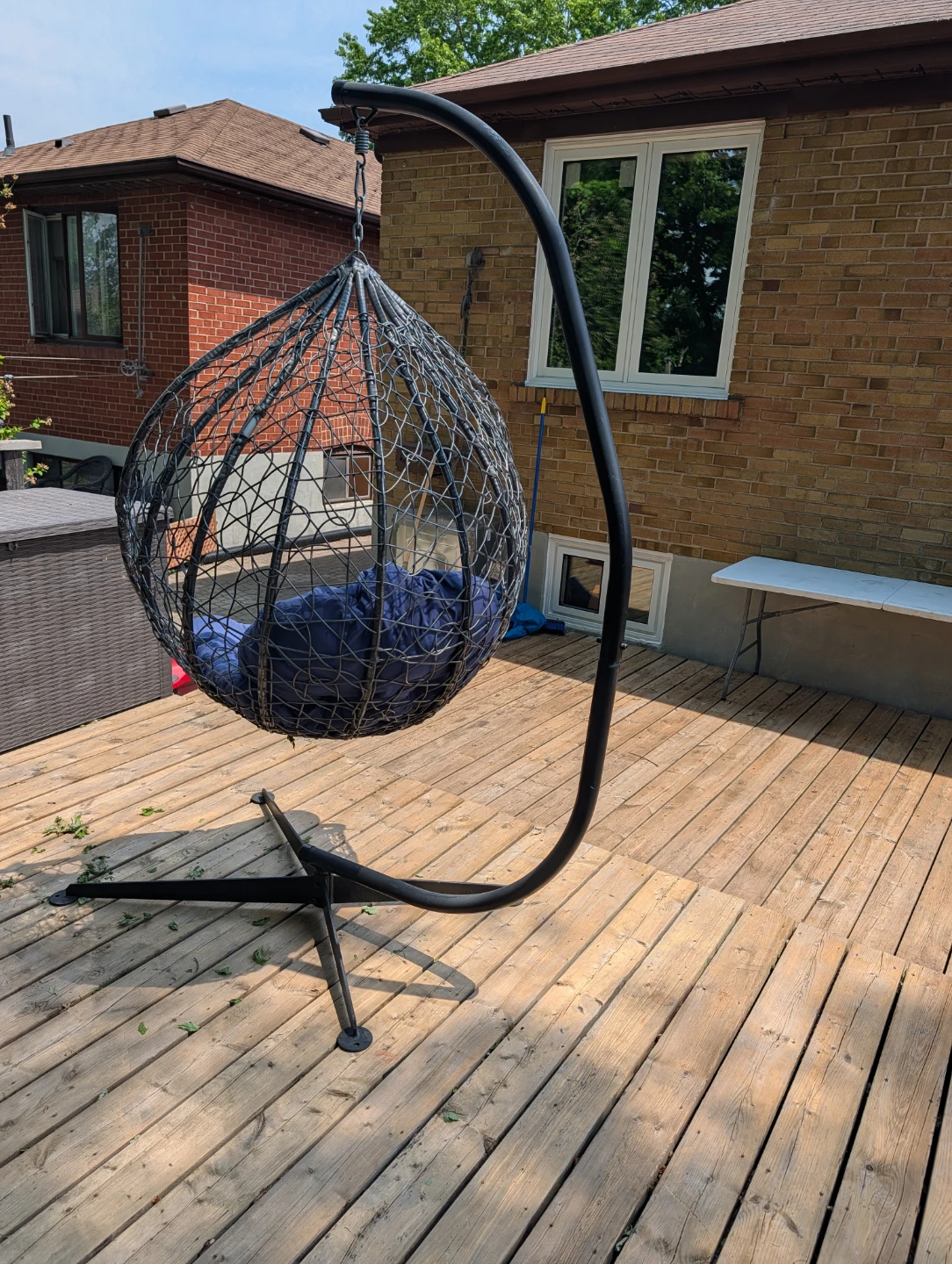 Hanging Egg Chair with Stand and Blue Cushion 180 OBO - photo 2