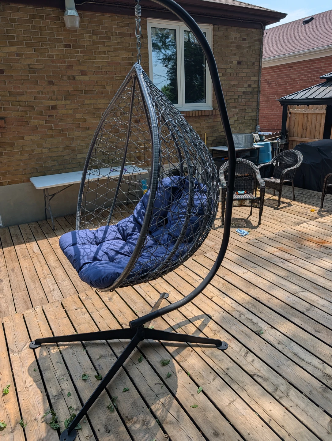 Hanging Egg Chair with Stand and Blue Cushion 180 OBO - photo 3