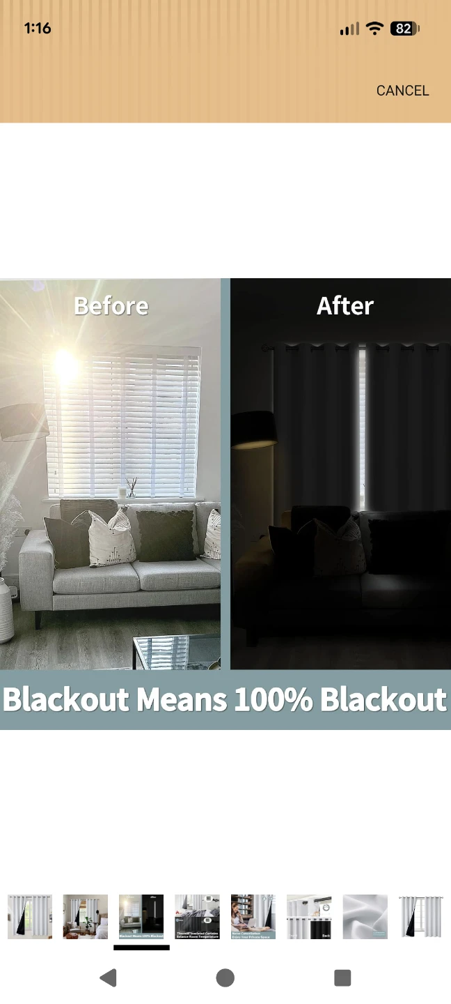 (4 panels) Blackout Curtains - Greyish White, 52" x 63" - photo 2