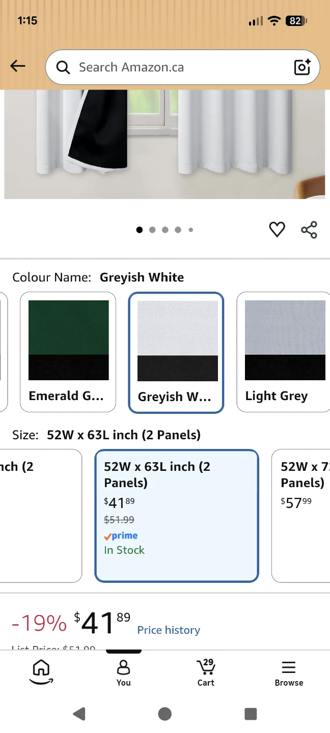 (4 panels) Blackout Curtains - Greyish White, 52" x 63" - photo 3