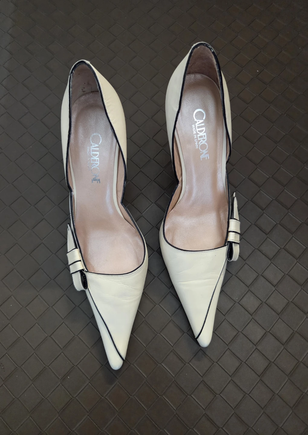 Calderone White Leather Heels Size 36