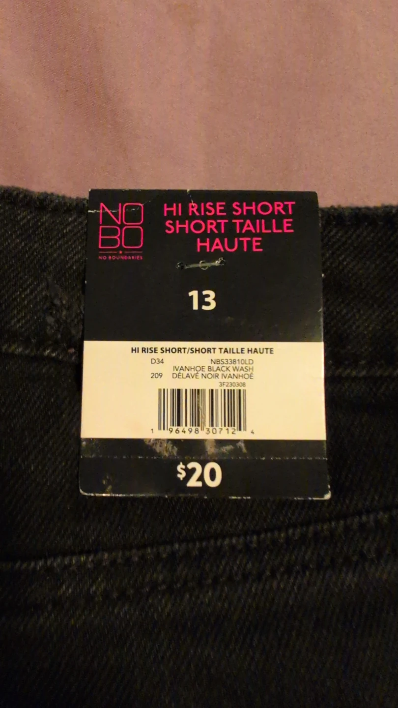 Brand New-Hi-Rise Ripped Denim Shorts - Black Size 13 - photo 3