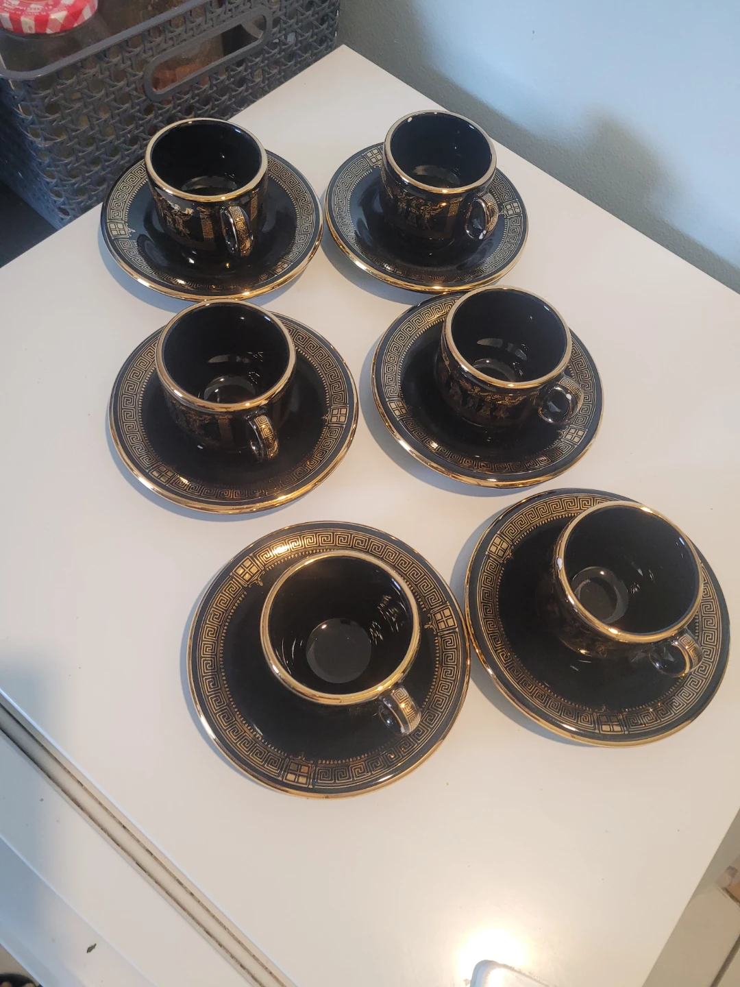 Greek teacup and saucer set handmade- black & gold - photo 5