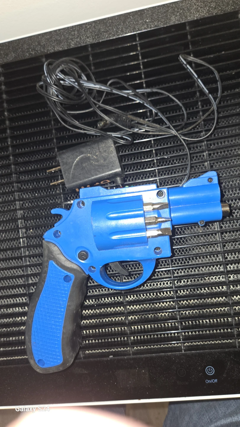 Real Drill Shaped like Blue Revolver with Charger