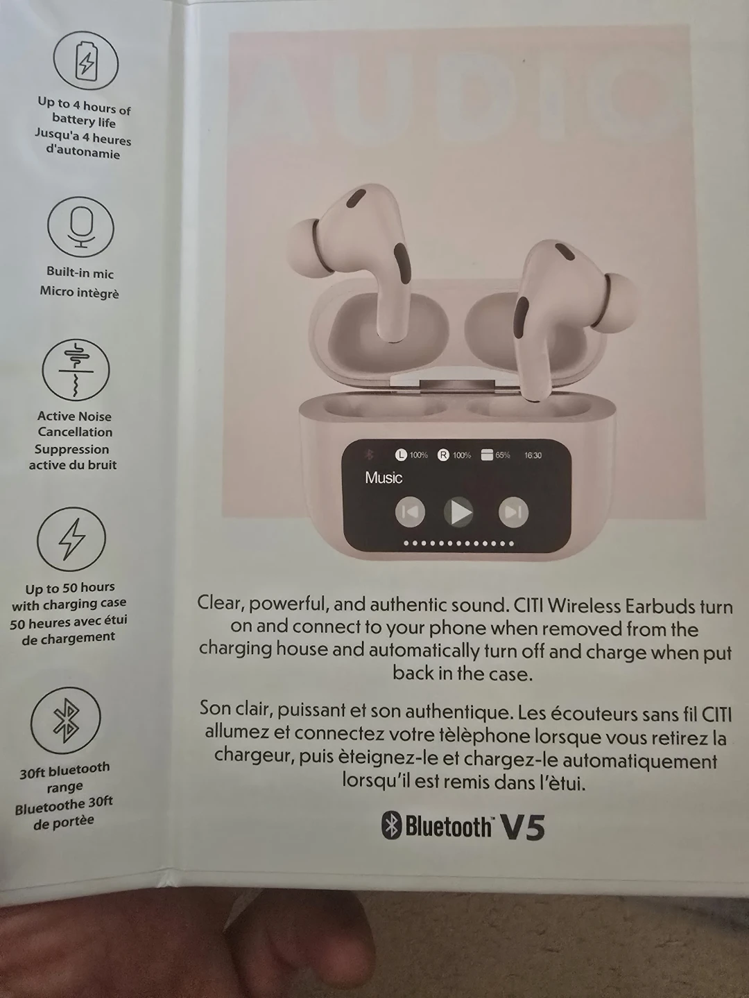 CITI True Wireless Bluetooth Earbuds with Charging Case - Pink - photo 3