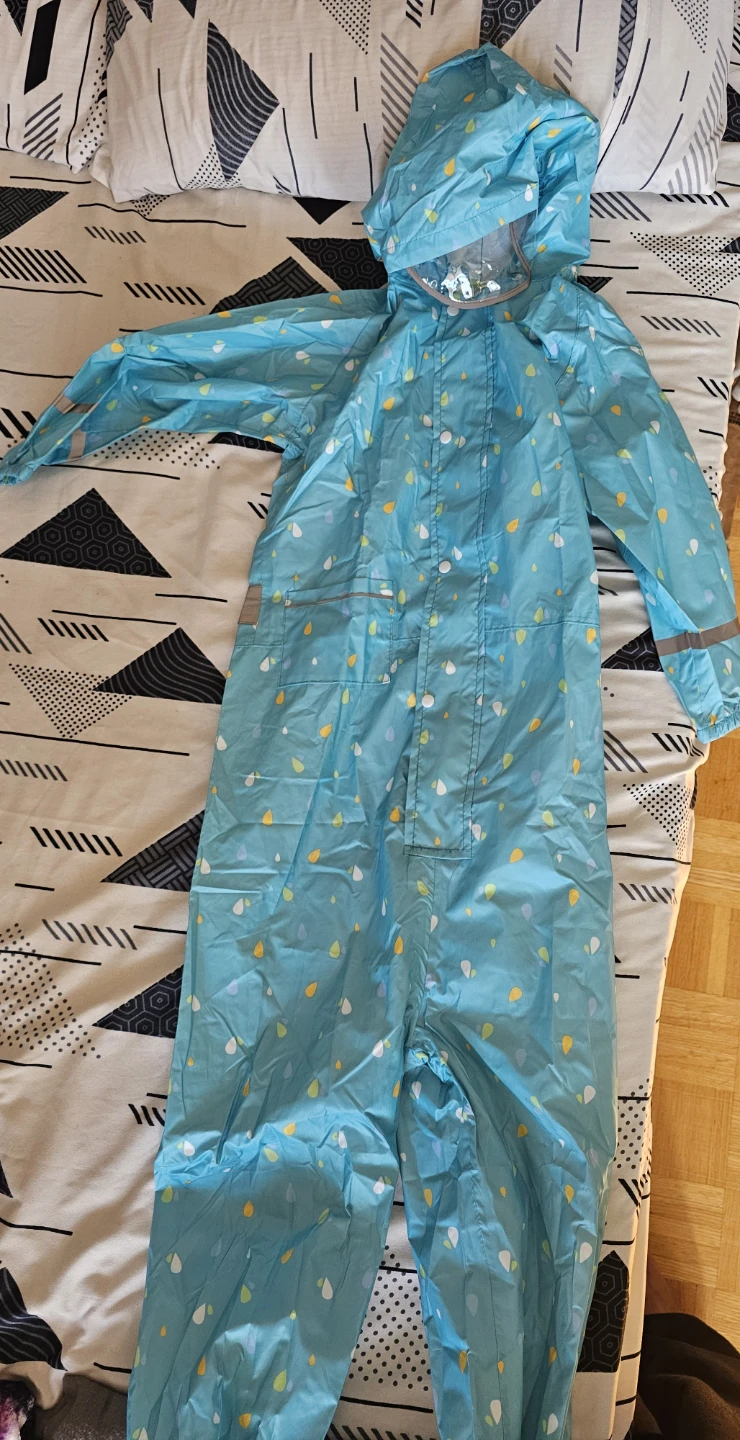 Blue Rain Suit with Raindrop Pattern