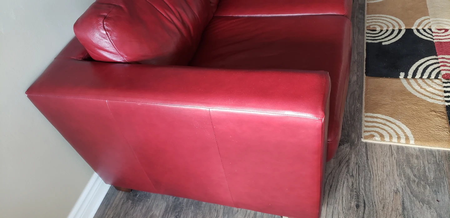 3 - Seater Red Leather Sofa