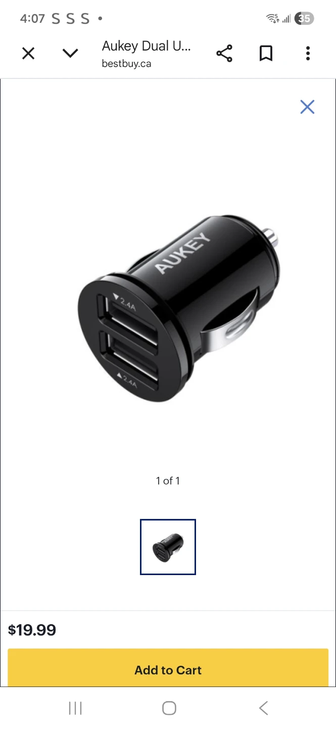 AUKEY Dual USB-A Car Charger - photo 2