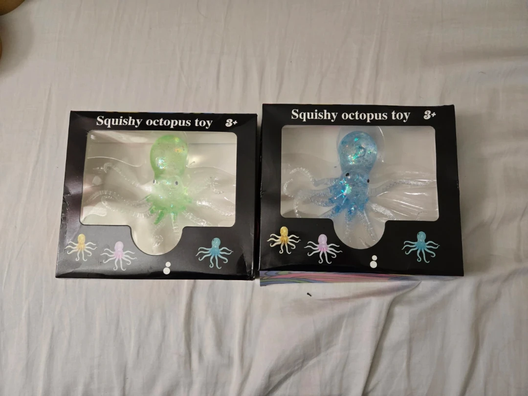 Squishy Octopus Toy - Blue or Green Glittery