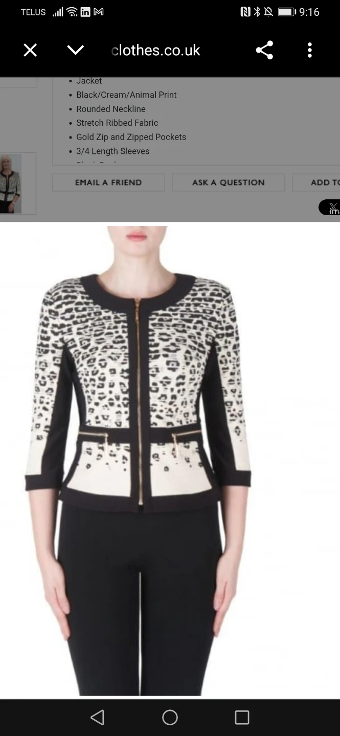 Joseph ribkoff s6Animal Print Zip Jacket