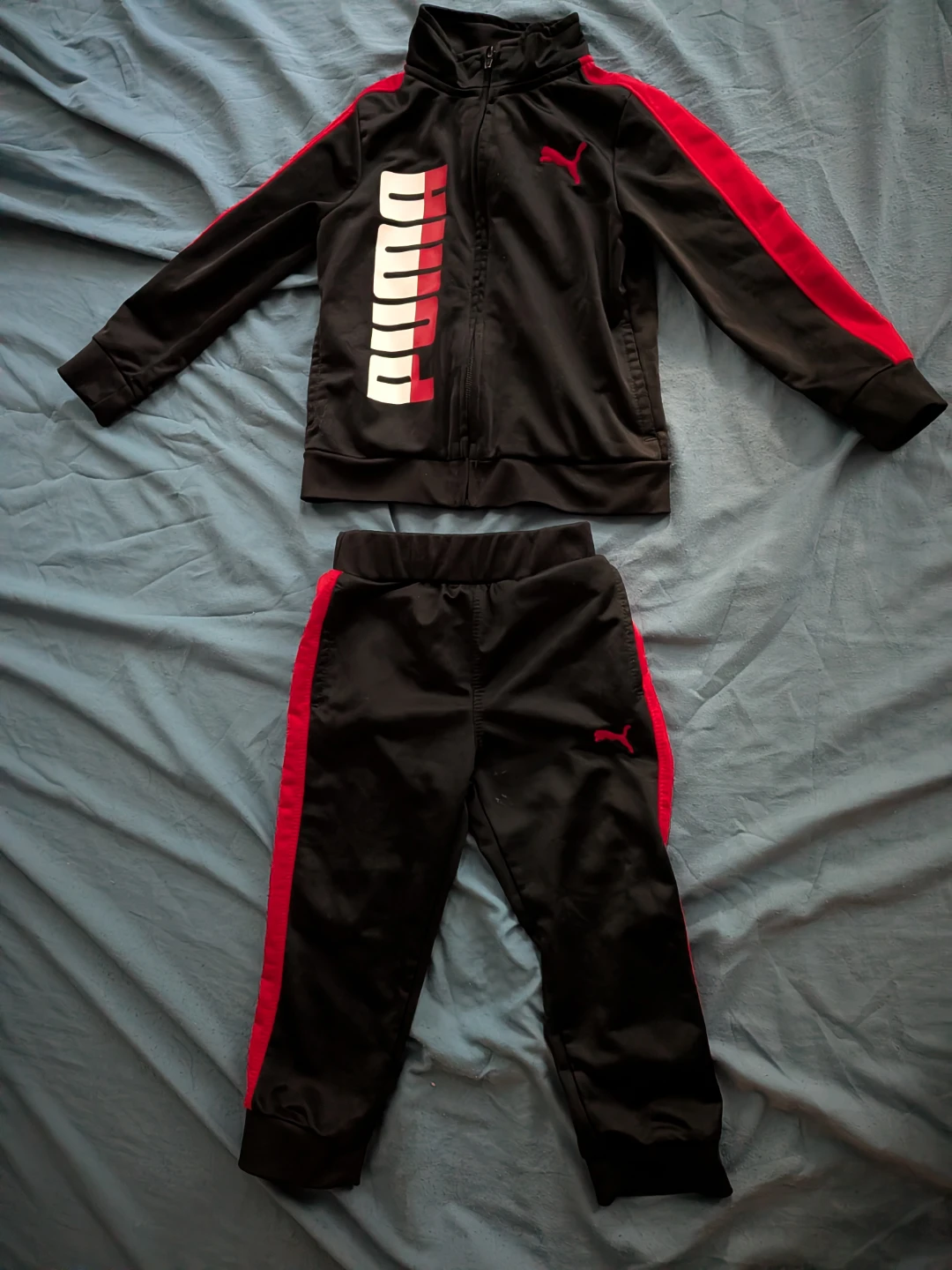 Puma Kids Tracksuit - Black & Red