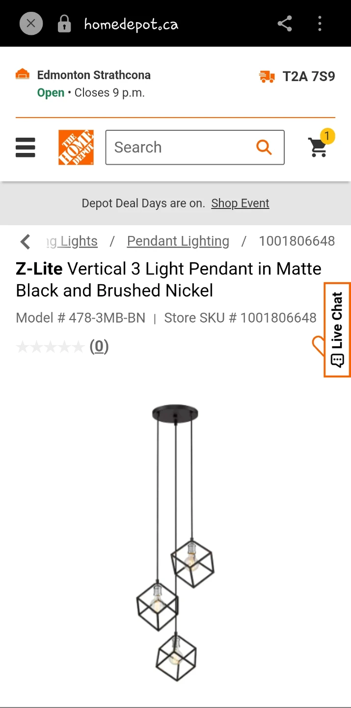 Z-Lite Vertical 3 Light Pendant Black and Brushed Nickel - photo 2
