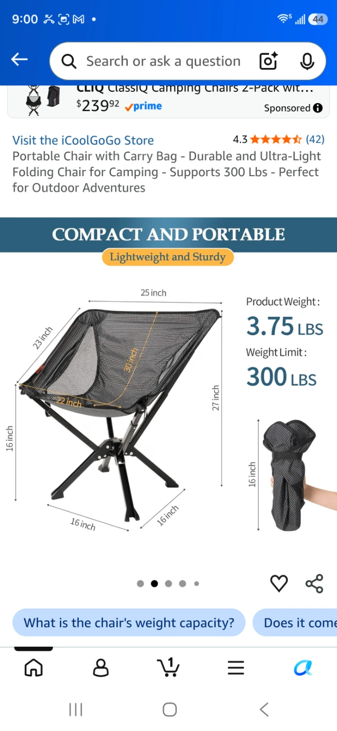 iCoolGoGo Portable Folding Camping Chair - photo 2