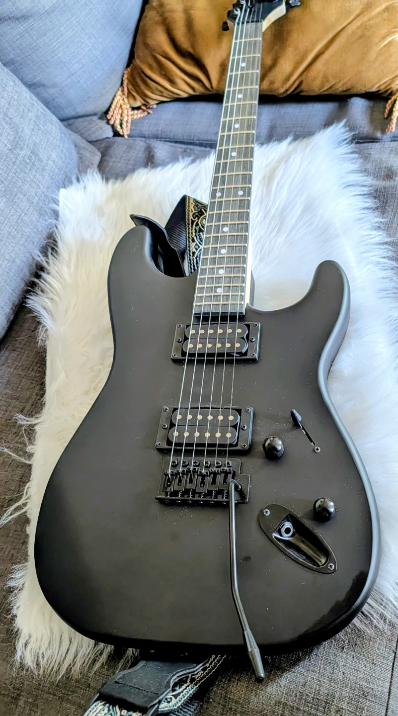 Black Electric Guitar with Amp - photo 3