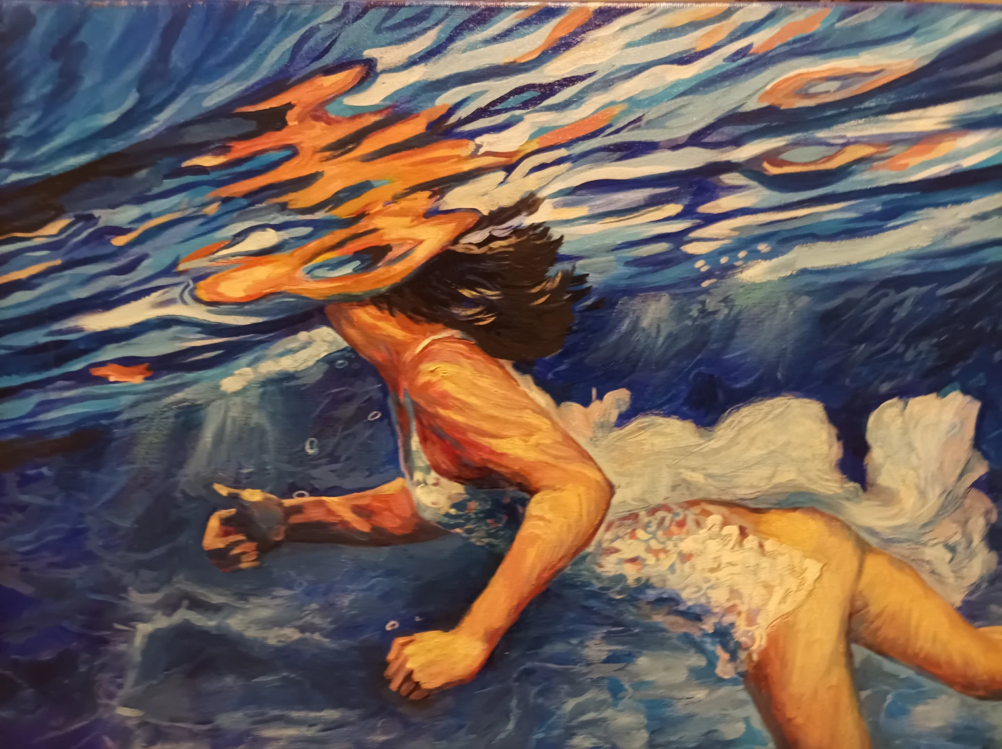 Painting of a Woman Swimming Underwater - photo 3
