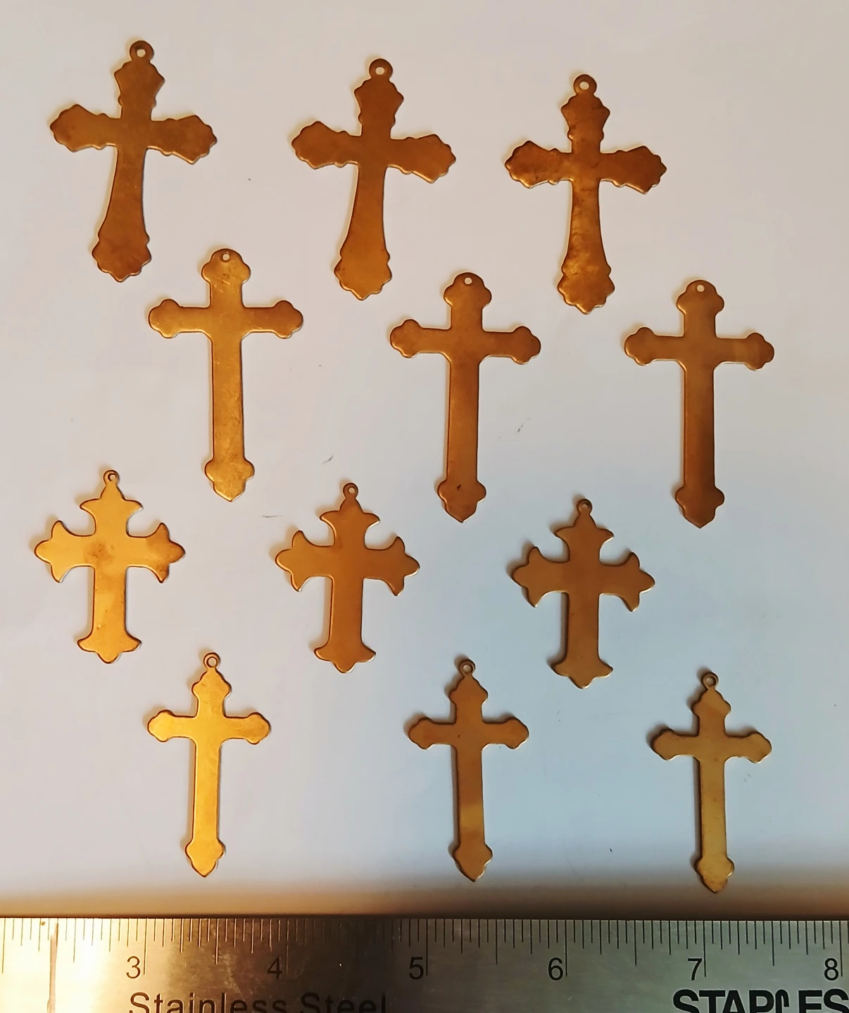 Collection of 12 brass Large Cross Charms - photo 3