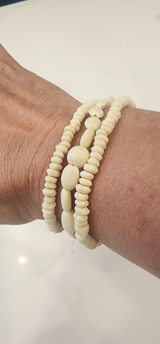 Cream Beaded Bracelets (Set of 3)