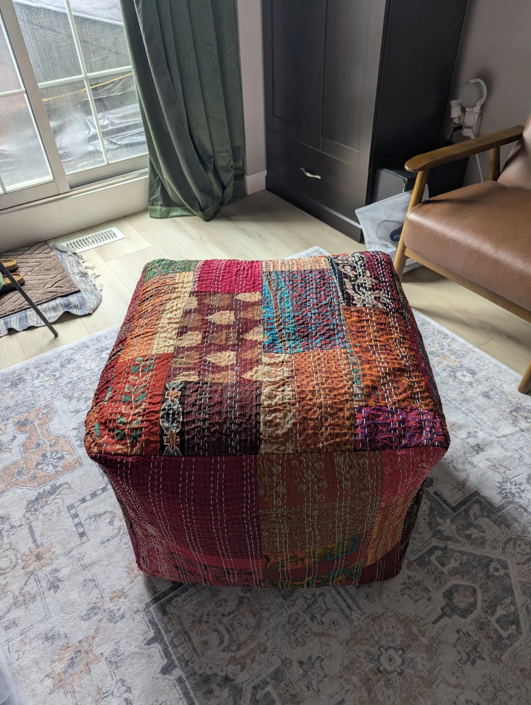 Handmade Kantha Pouf Ottoman - Patchwork Design - photo 2