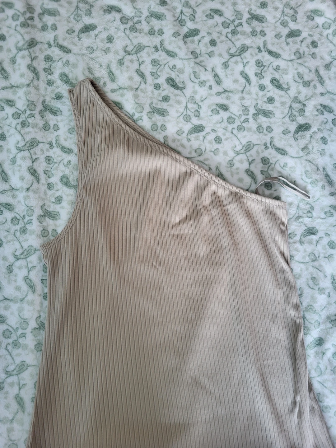 GAP One Shoulder Ribbed Dress Beige maxi small