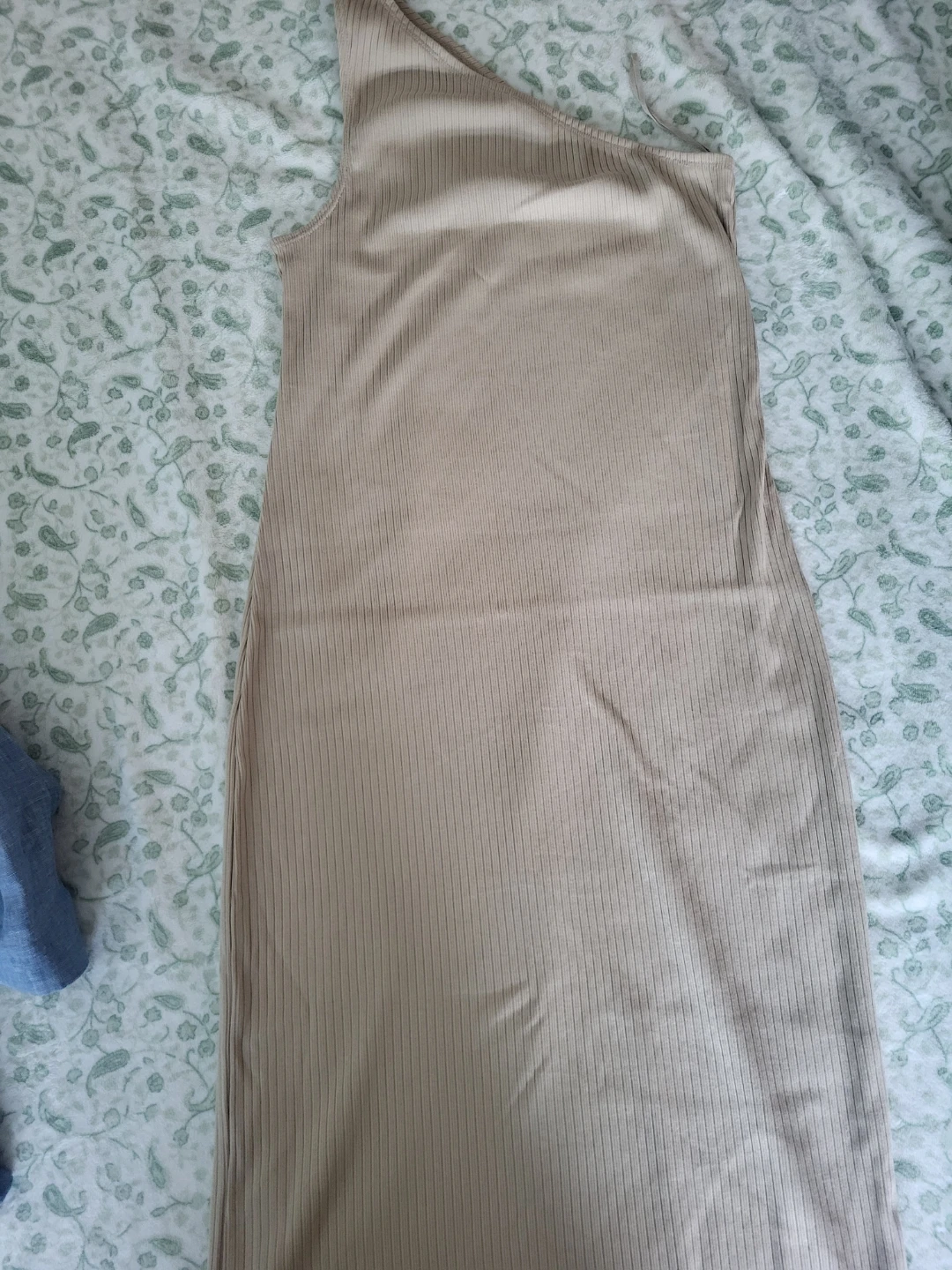 GAP One Shoulder Ribbed Dress Beige maxi small - photo 3