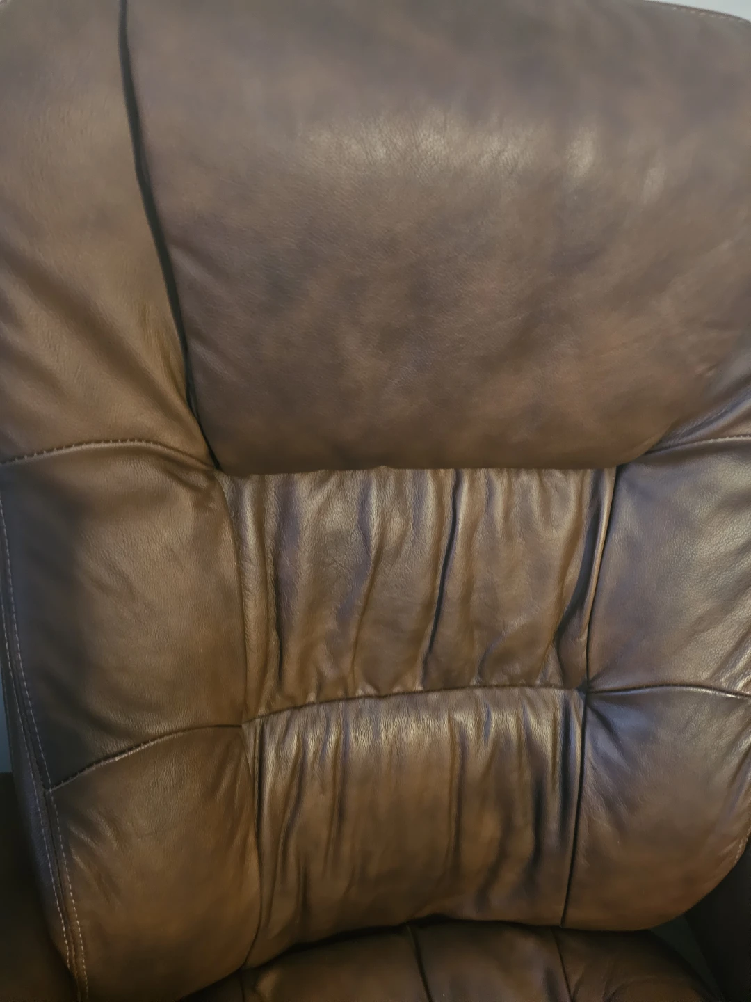 Brown Leather Recliner Chair with Ottoman - photo 2