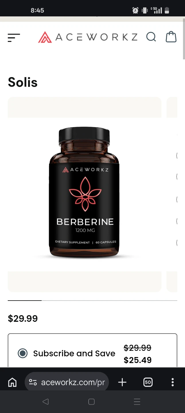 ACEWORKZ Berberine 1200 MG Dietary Supplement - 60 Capsules