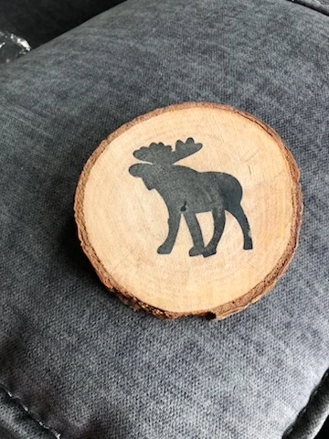 Wooden Coaster with Moose Silhouette