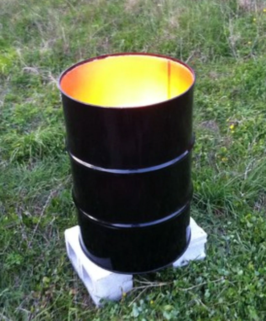 Green Metal Drum 55-gallon not galvanized, open Top, no lid.