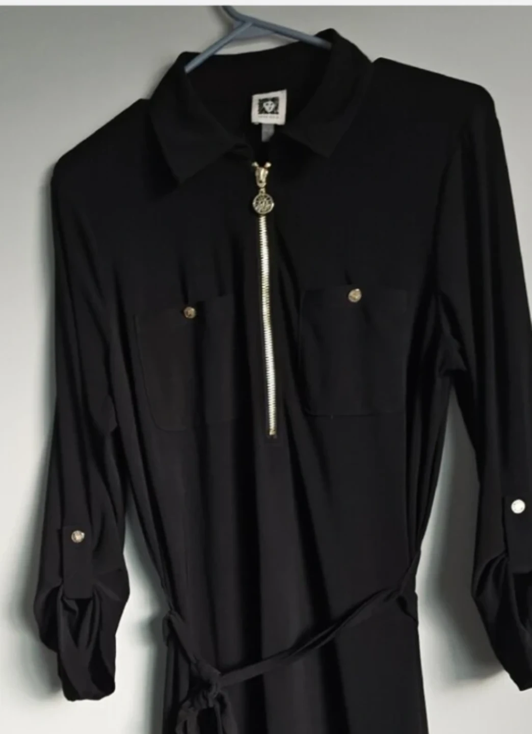 Anne Klein Black Shirt Dress with Zipper - photo 4