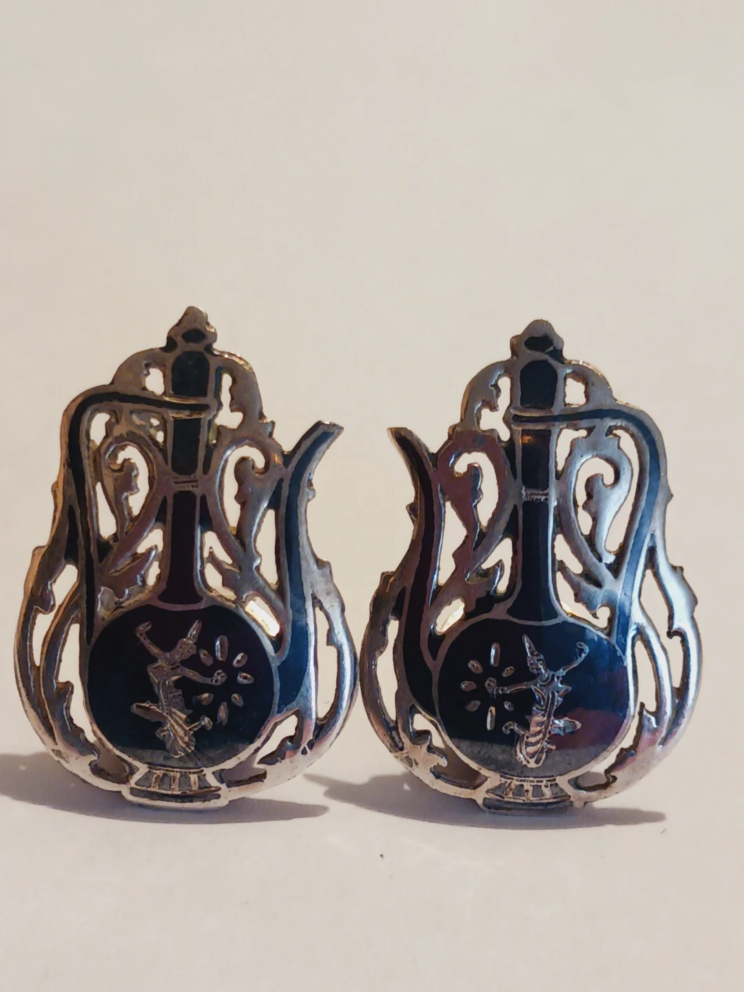 Siam Sterling Silver 925 Rare Teapot Clip on Earrings - photo 2