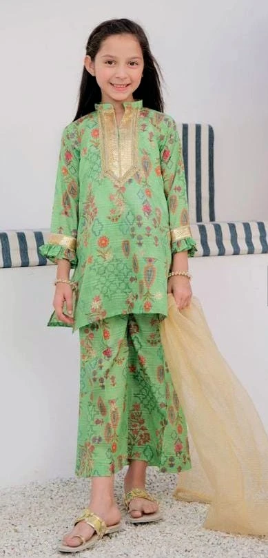 Green Printed Kurta and Pants Set - photo 2