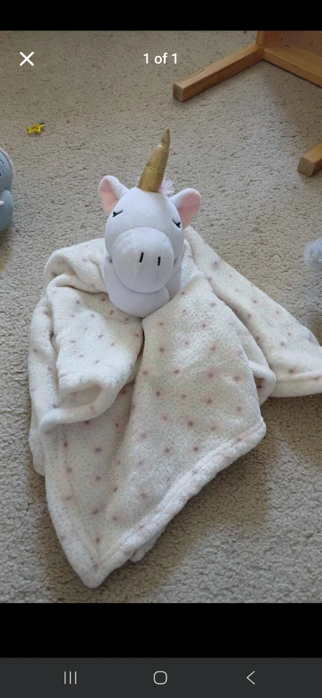 White Unicorn Plush Security Blanket