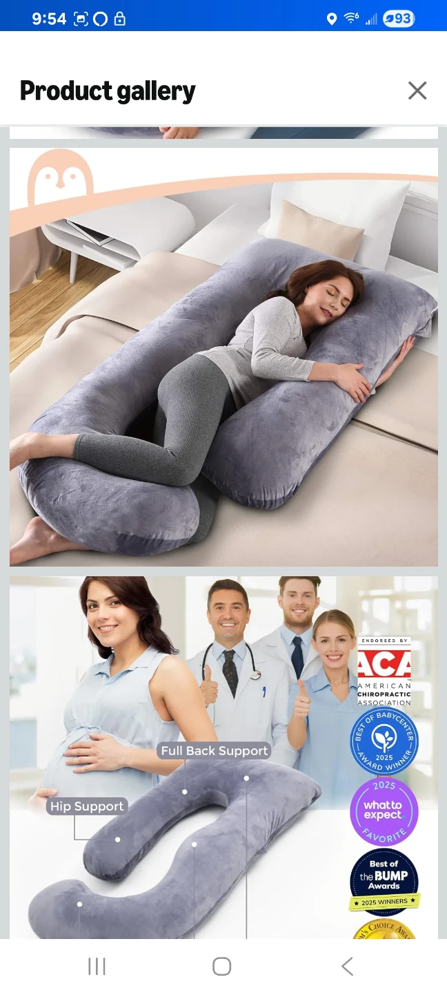 Momcozy U Shaped Full Body Pregnancy Pillow - Grey