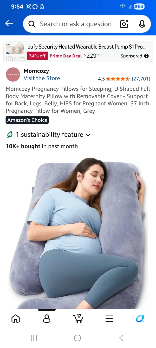Momcozy U Shaped Full Body Pregnancy Pillow - Grey - photo 5