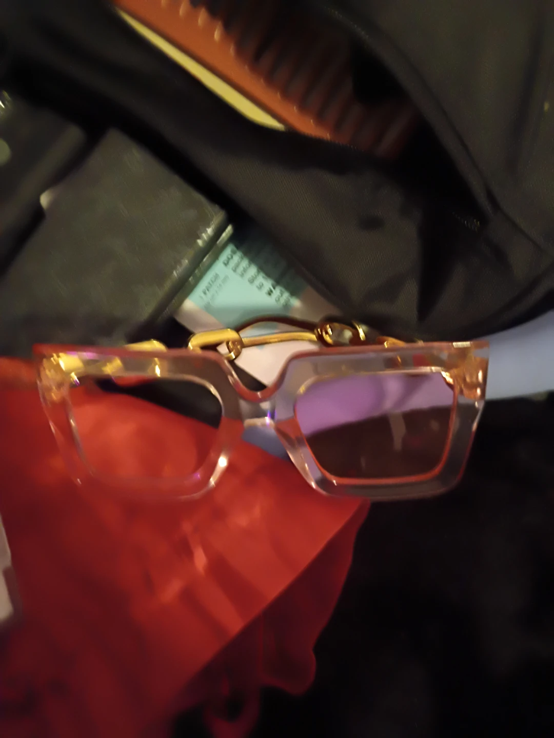 ⚽Clear Frame Sunglasses with Gold Detail