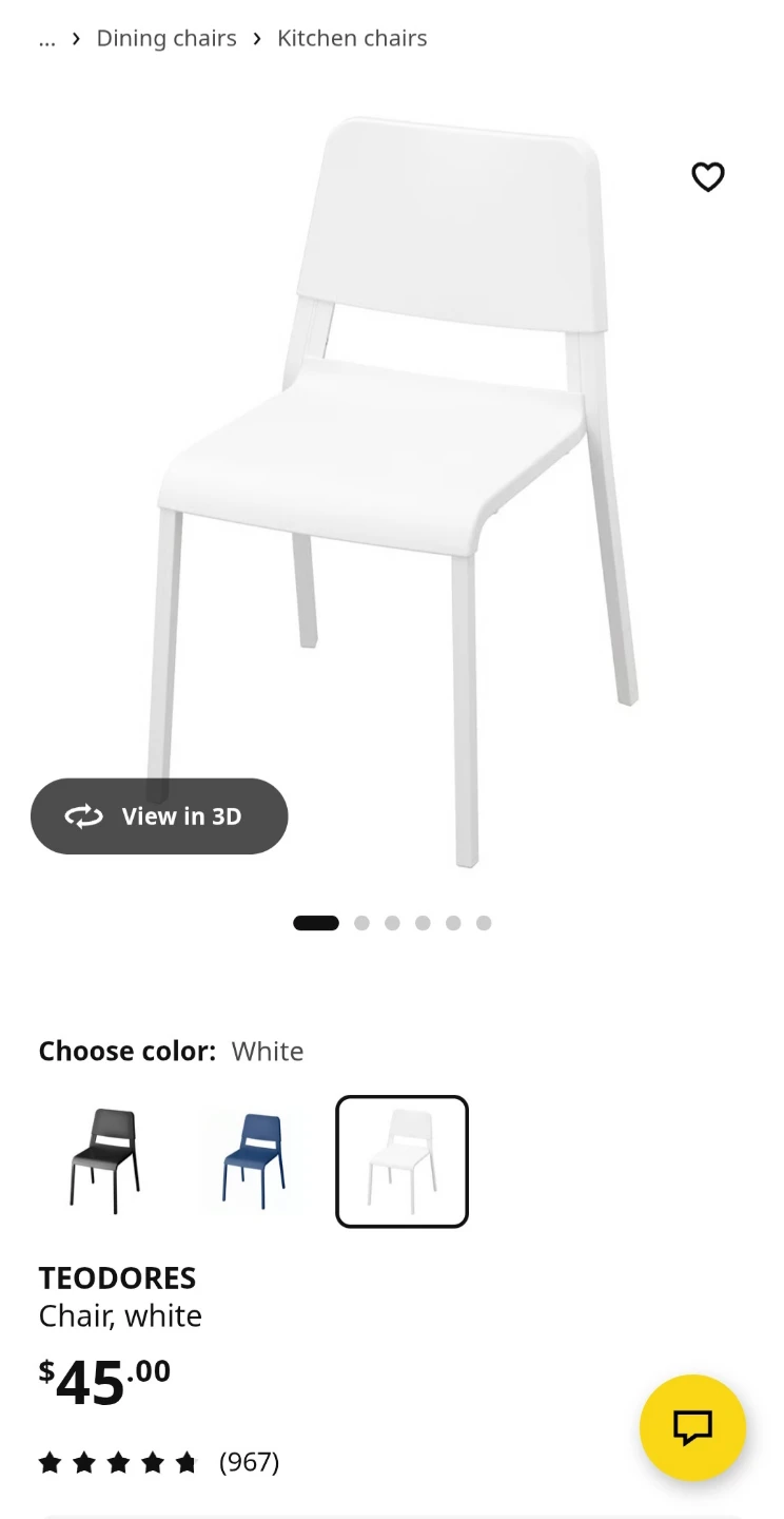 IKEA TEODORES Chair,( White Set of 4)
