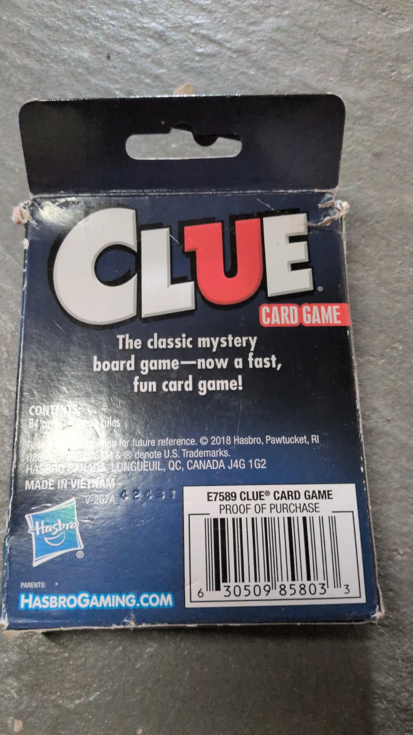 Clue Card Game
