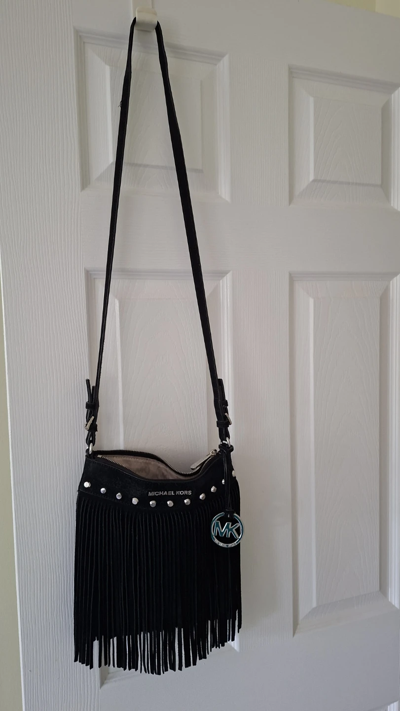 Michael Kors Black Suede Fringe Crossbody Bag