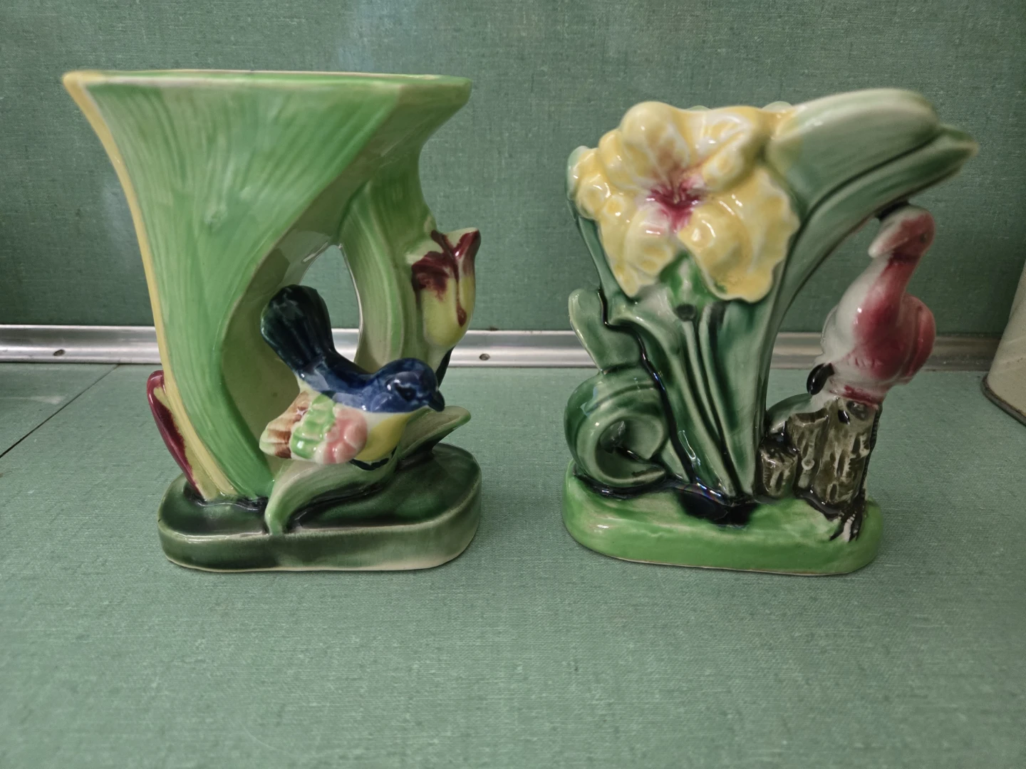 Vintage SHAFFORD POTTERY *Two Hand Decorated* VASES/PLANTERS