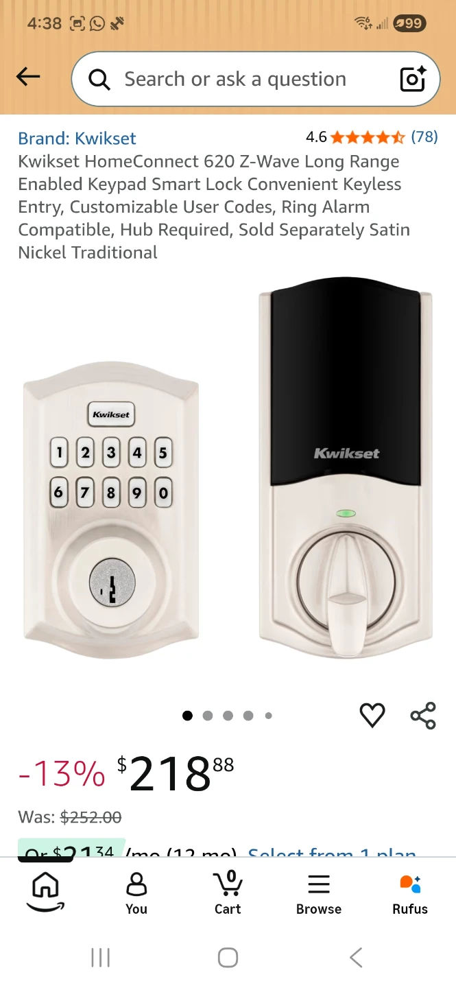 Kwikset HomeConnect 620 Z-Wave Smart Lock