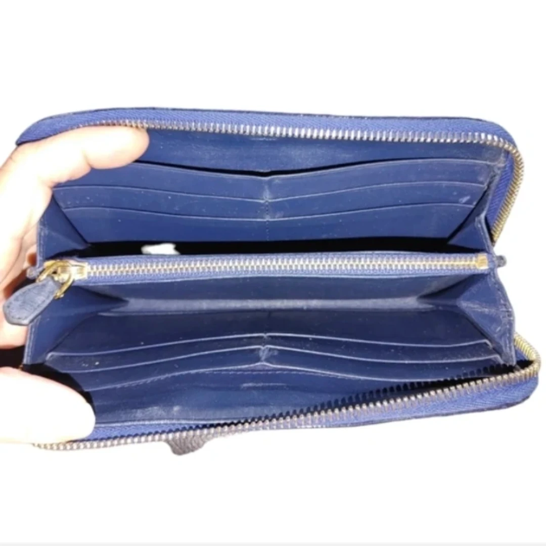 Prada Blue Leather Zip Around Long Wallet - photo 4