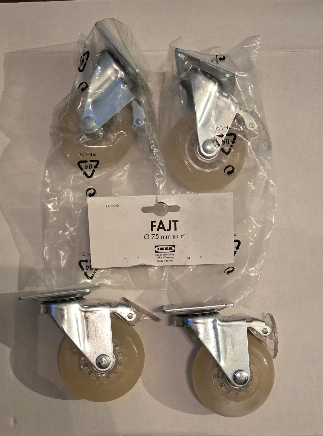 IKEA FAJT Casters - 75mm (3") - Set of 4