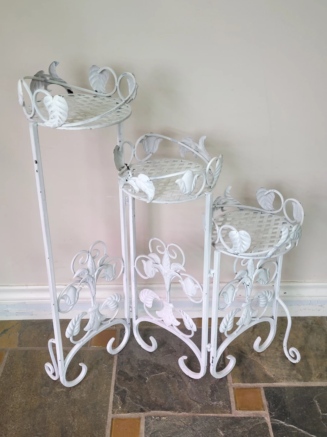 White Tiered Metal Plant Stand