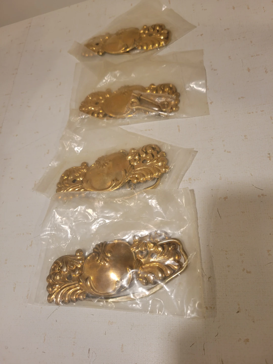 New. Set of 4 Vintage Brass Drawer Pulls/Handles - photo 3