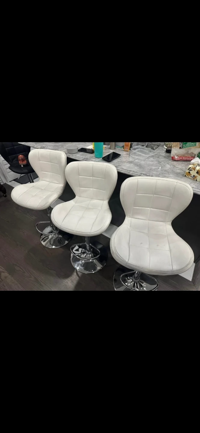 Set of 3 White Adjustable Bar Stools - photo 2