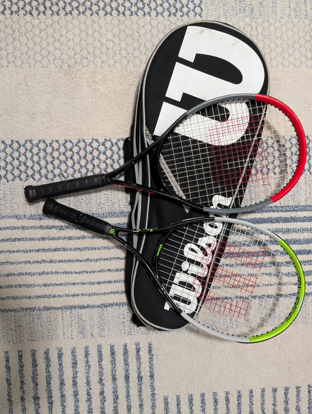 2 willson rackets green and red