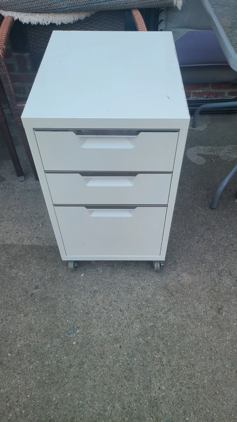 White 3-Drawer Rolling File Cabinet - photo 2